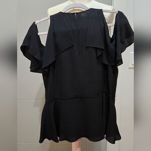 Theory Black Silk Off Shoulder Top